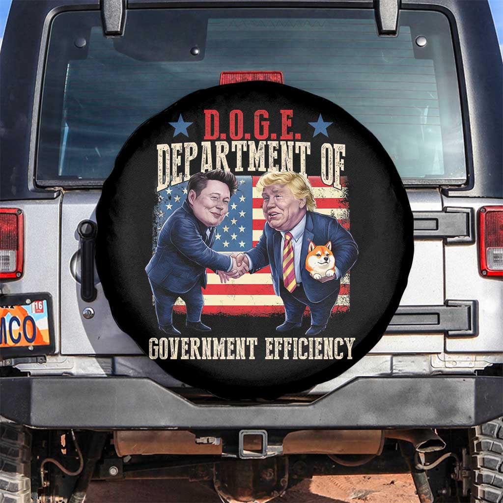 Trump Elon 2025 Spare Tire Cover DOGE Department of Government Efficiency TS09 No hole Black Print Your Wear