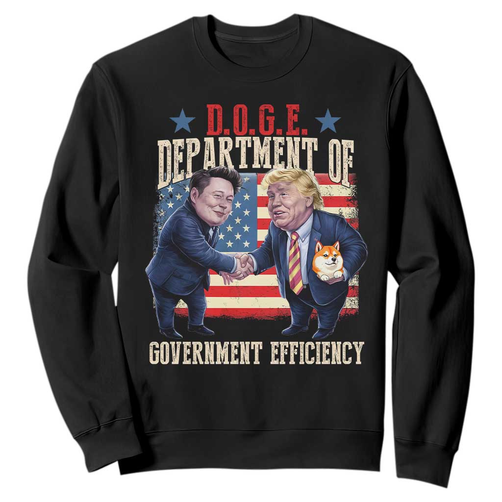 Trump Elon 2025 Sweatshirt DOGE Department of Government Efficiency TS09 Black Print Your Wear