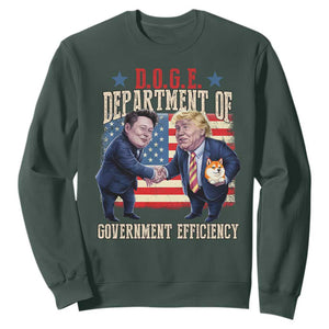 Trump Elon 2025 Sweatshirt DOGE Department of Government Efficiency TS09 Dark Forest Green Print Your Wear