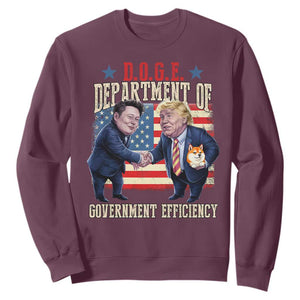 Trump Elon 2025 Sweatshirt DOGE Department of Government Efficiency TS09 Maroon Print Your Wear