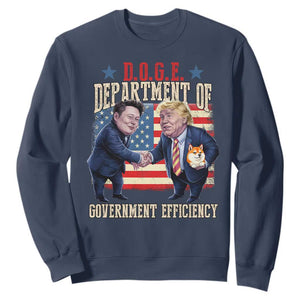 Trump Elon 2025 Sweatshirt DOGE Department of Government Efficiency TS09 Navy Print Your Wear