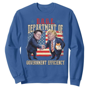 Trump Elon 2025 Sweatshirt DOGE Department of Government Efficiency TS09 Royal Blue Print Your Wear