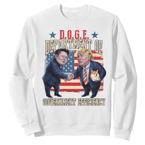 Trump Elon 2025 Sweatshirt DOGE Department of Government Efficiency TS09 White Print Your Wear