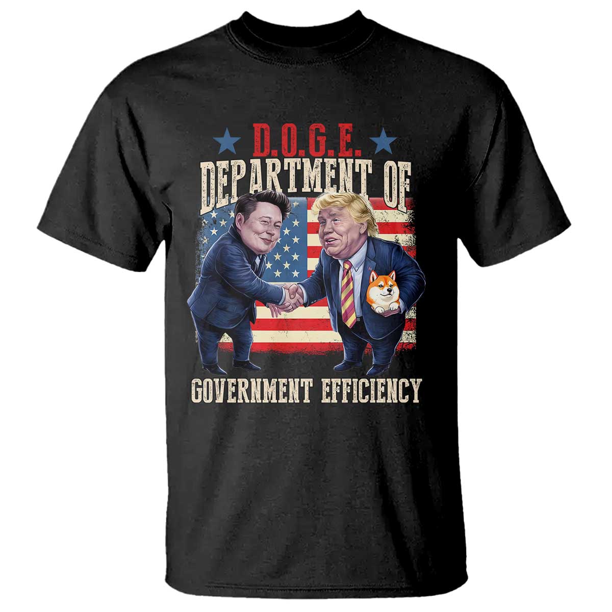 Trump Elon 2025 T Shirt DOGE Department of Government Efficiency TS09 Black Print Your Wear