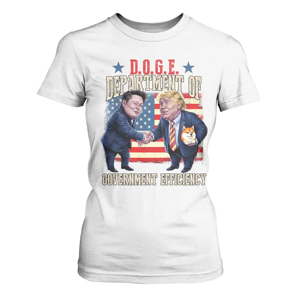 Trump Elon 2025 T Shirt For Women DOGE Department of Government Efficiency TS09 White Print Your Wear