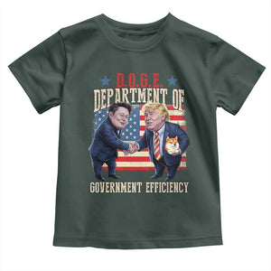Trump Elon 2025 Toddler T Shirt DOGE Department of Government Efficiency TS09 Dark Forest Green Print Your Wear