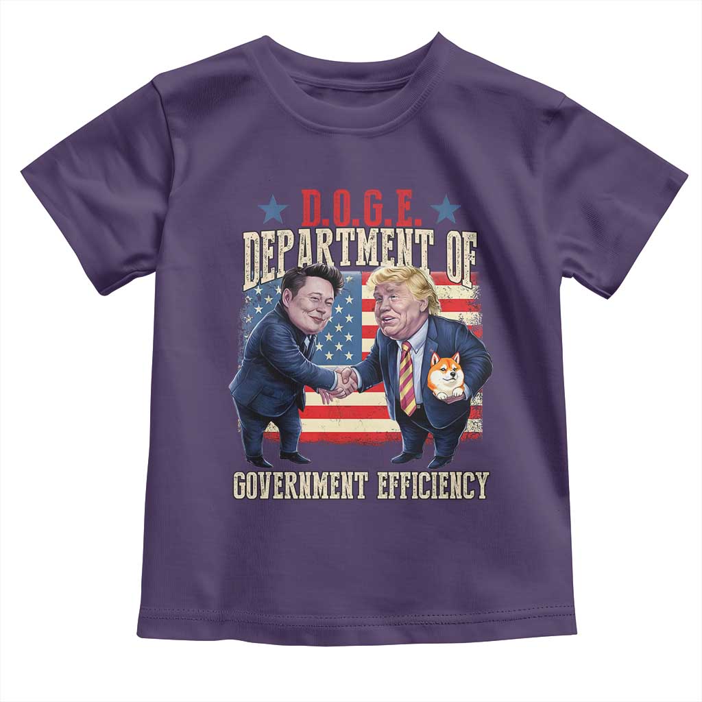 Trump Elon 2025 Toddler T Shirt DOGE Department of Government Efficiency TS09 Purple Print Your Wear