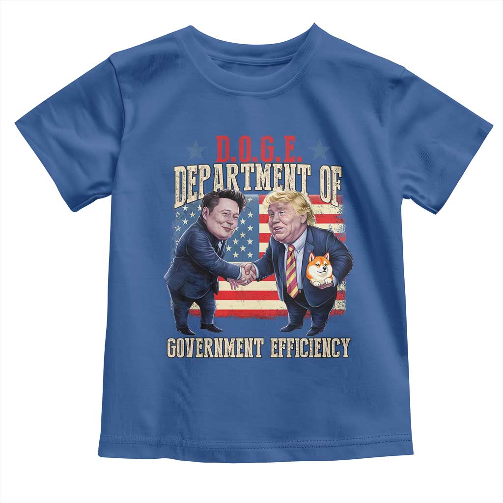 Trump Elon 2025 Toddler T Shirt DOGE Department of Government Efficiency TS09 Royal Blue Print Your Wear