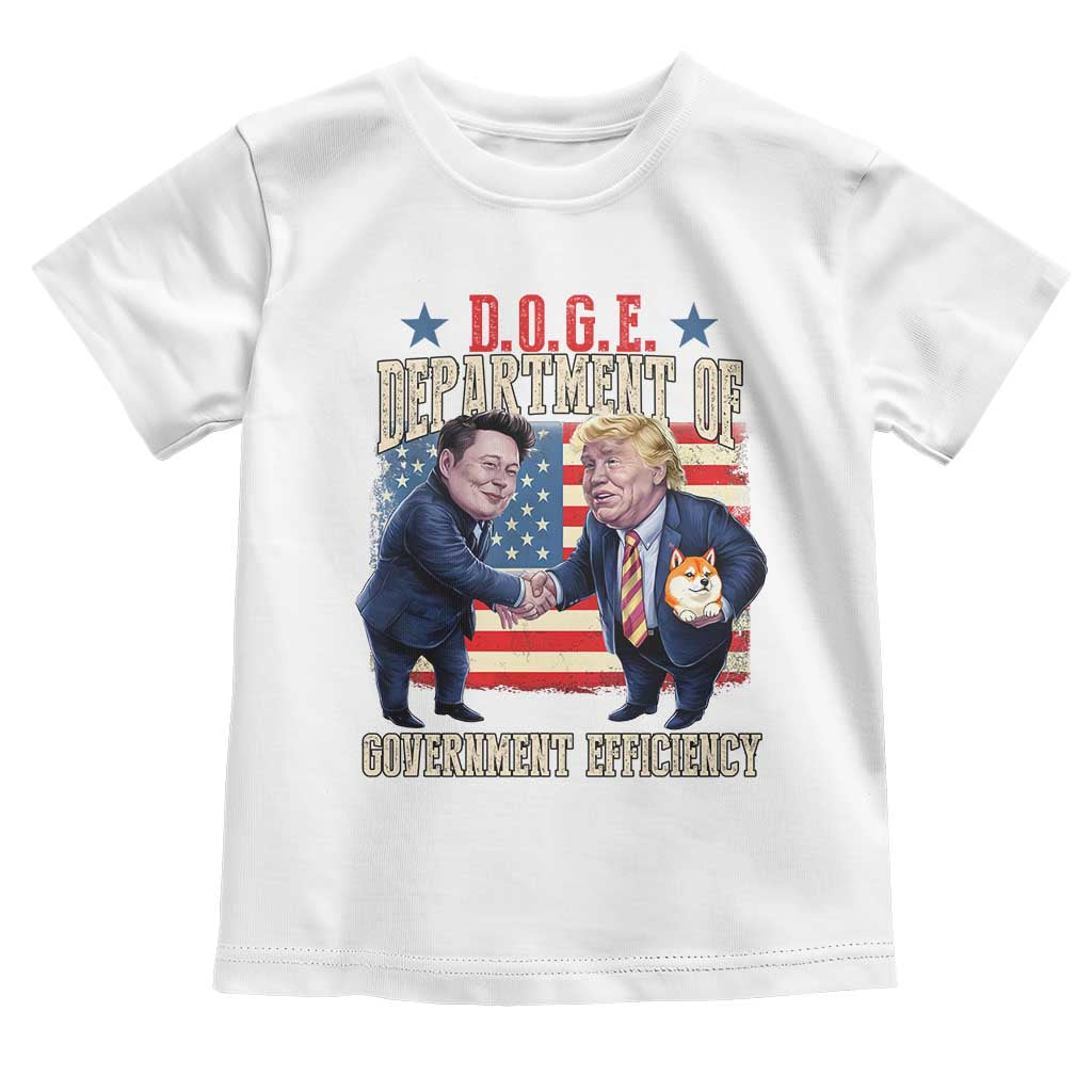 Trump Elon 2025 Toddler T Shirt DOGE Department of Government Efficiency TS09 White Print Your Wear
