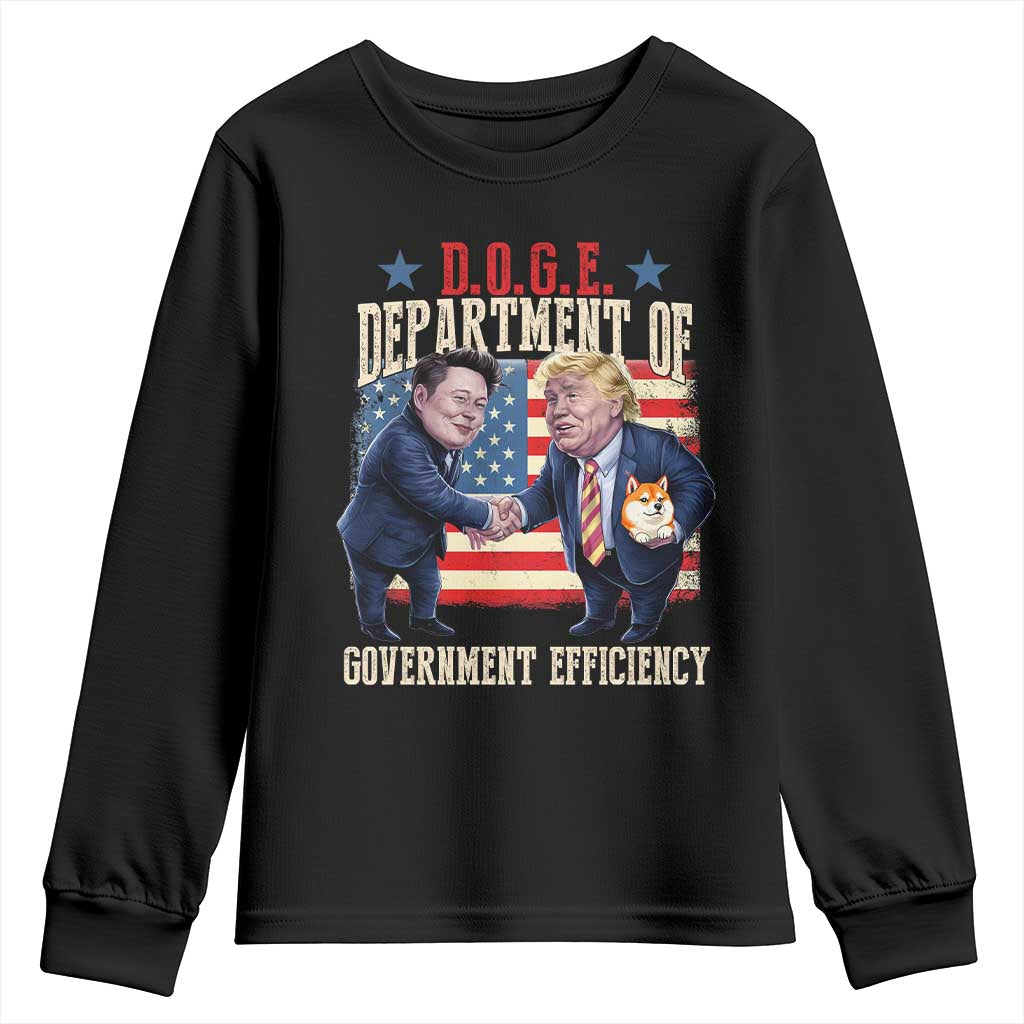 Trump Elon 2025 Youth Sweatshirt DOGE Department of Government Efficiency TS09 Black Print Your Wear