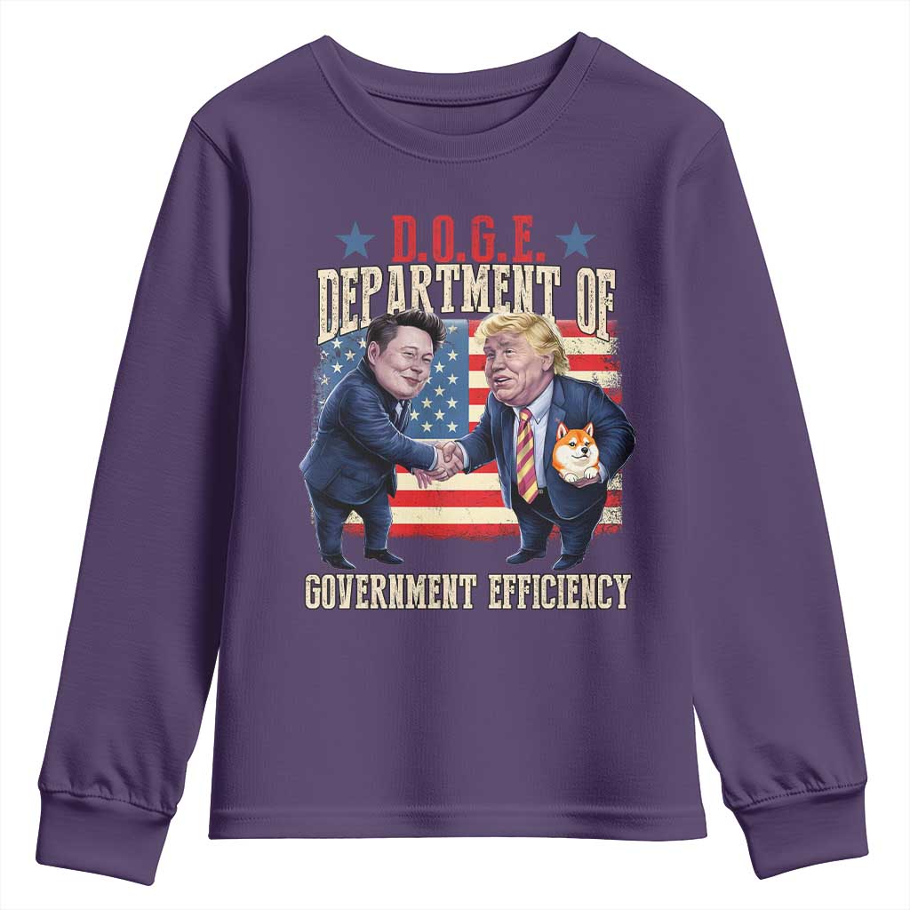 Trump Elon 2025 Youth Sweatshirt DOGE Department of Government Efficiency TS09 Purple Print Your Wear