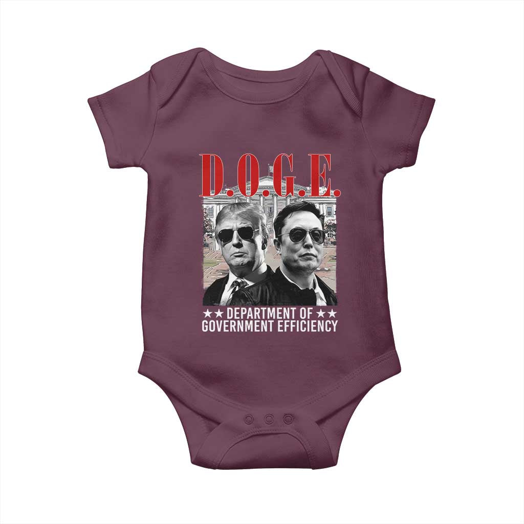 Trump Elon DOGE Baby Onesie Department of Government Efficiency TS09 Maroon Print Your Wear
