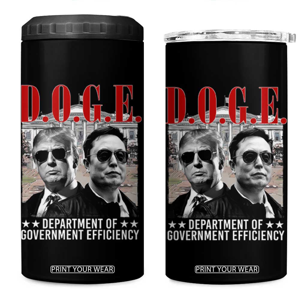 Trump Elon DOGE 4 in 1 Can Cooler Tumbler Department of Government Efficiency TS09 One Size: 16 oz Black Print Your Wear