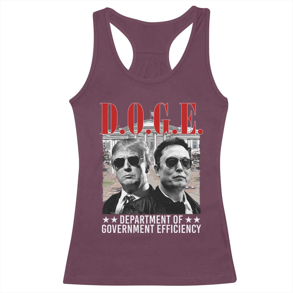 Trump Elon DOGE Racerback Tank Top Department of Government Efficiency TS09 Maroon Print Your Wear