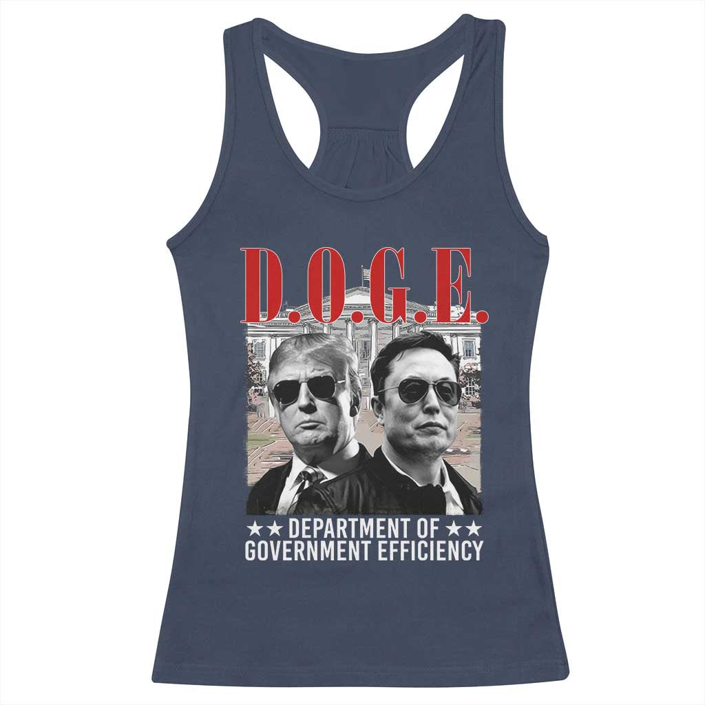Trump Elon DOGE Racerback Tank Top Department of Government Efficiency TS09 Navy Print Your Wear