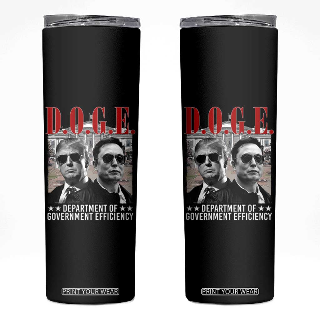 Trump Elon DOGE Skinny Tumbler Department of Government Efficiency TS09 Black Print Your Wear