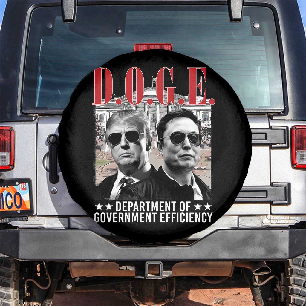 Trump Elon DOGE Spare Tire Cover Department of Government Efficiency TS09 No hole Black Print Your Wear