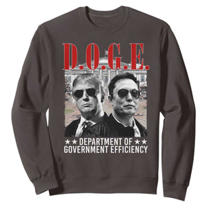 Trump Elon DOGE Sweatshirt Department of Government Efficiency TS09 Dark Chocolate Print Your Wear
