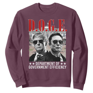 Trump Elon DOGE Sweatshirt Department of Government Efficiency TS09 Maroon Print Your Wear
