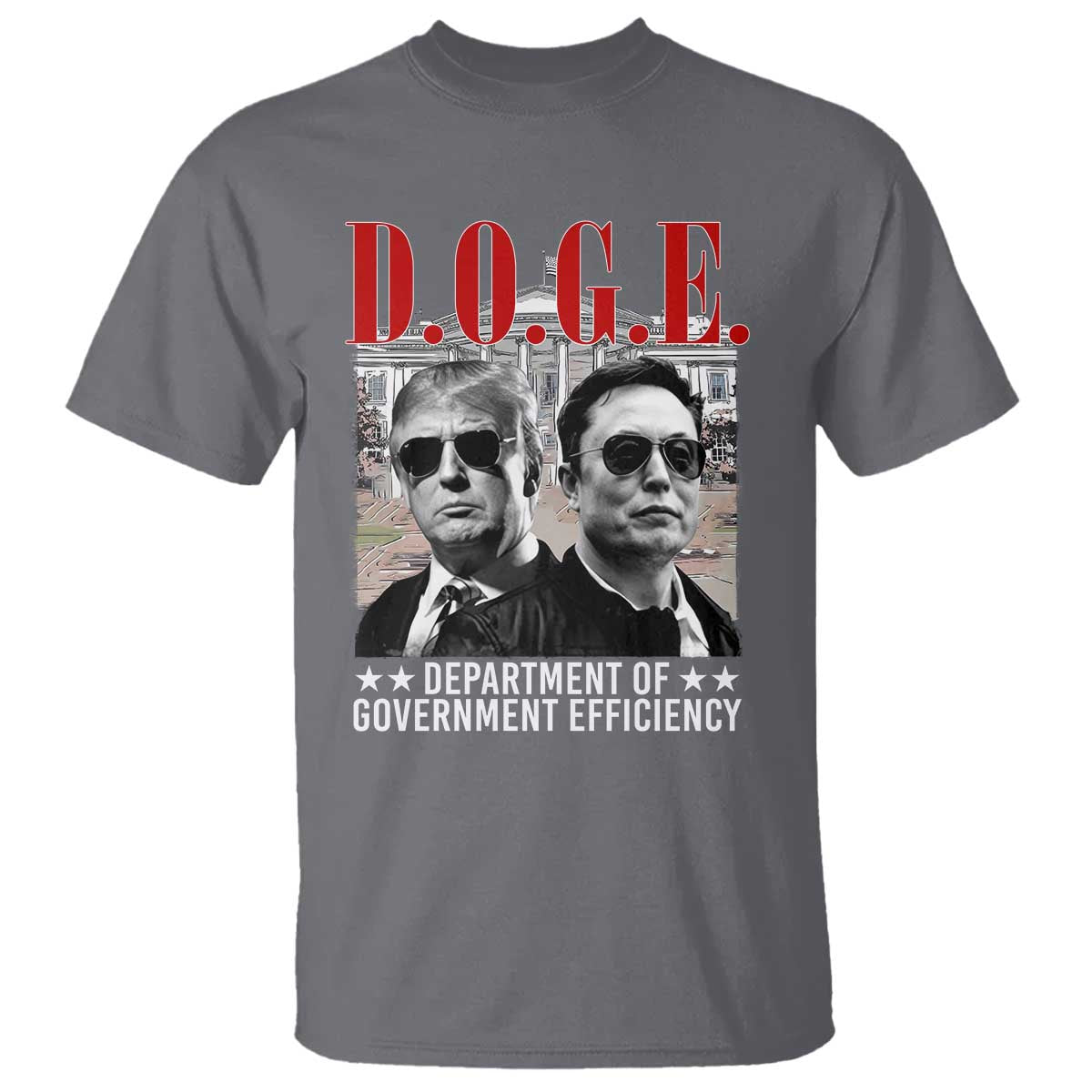 Trump Elon DOGE T Shirt Department of Government Efficiency TS09 Charcoal Print Your Wear