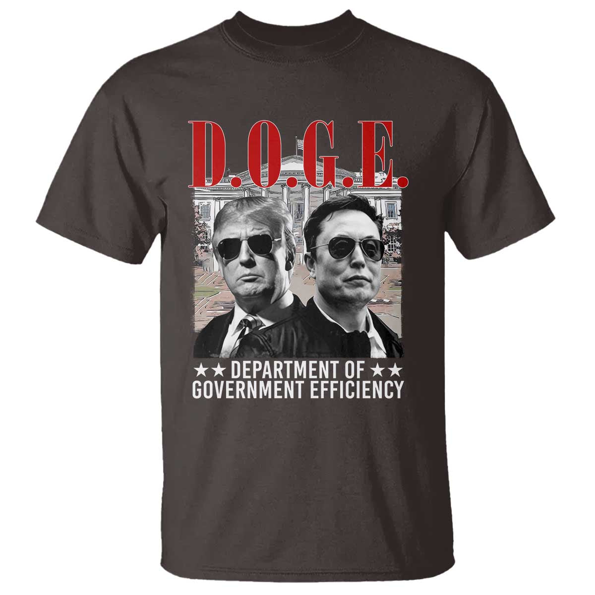 Trump Elon DOGE T Shirt Department of Government Efficiency TS09 Dark Chocolate Print Your Wear