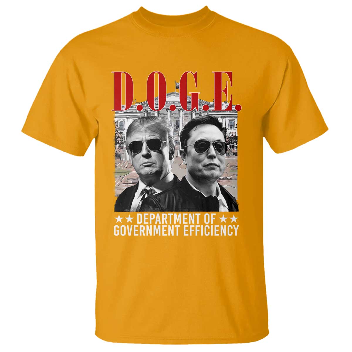 Trump Elon DOGE T Shirt Department of Government Efficiency TS09 Gold Print Your Wear