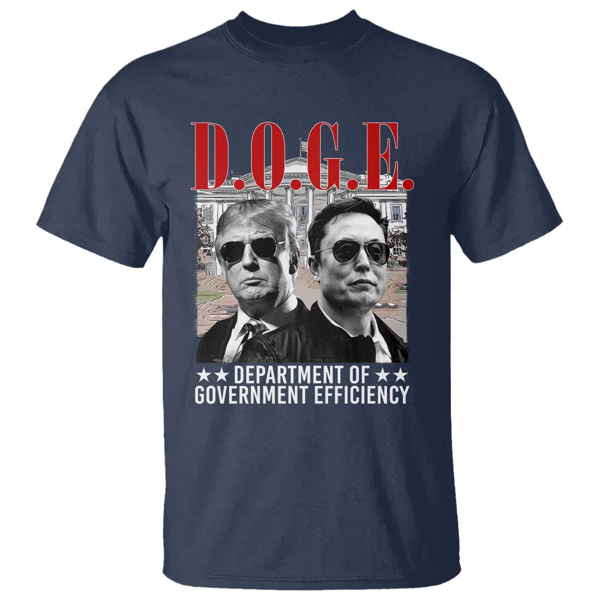 Trump Elon DOGE T Shirt Department of Government Efficiency TS09 Navy Print Your Wear