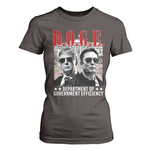 Trump Elon DOGE T Shirt For Women Department of Government Efficiency TS09 Dark Chocolate Print Your Wear