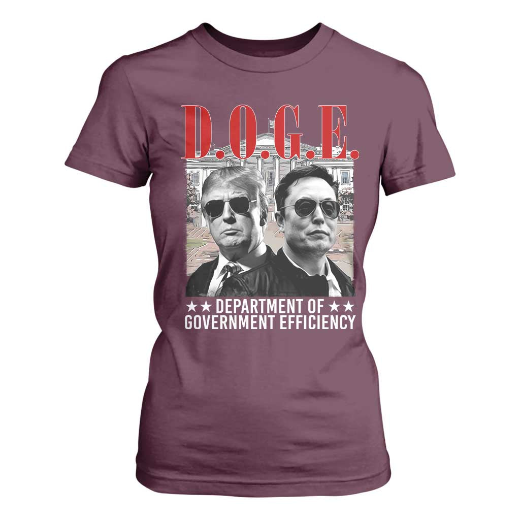 Trump Elon DOGE T Shirt For Women Department of Government Efficiency TS09 Maroon Print Your Wear