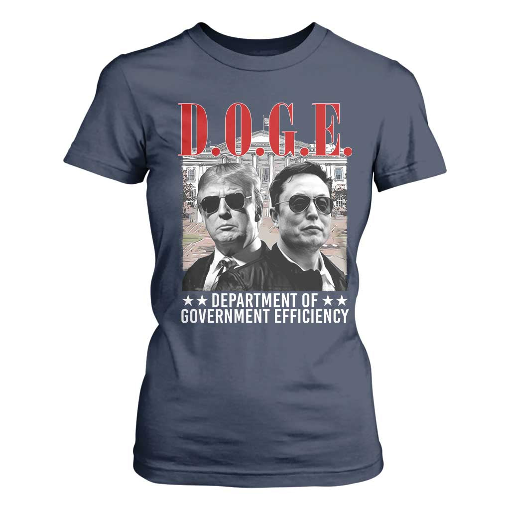 Trump Elon DOGE T Shirt For Women Department of Government Efficiency TS09 Navy Print Your Wear