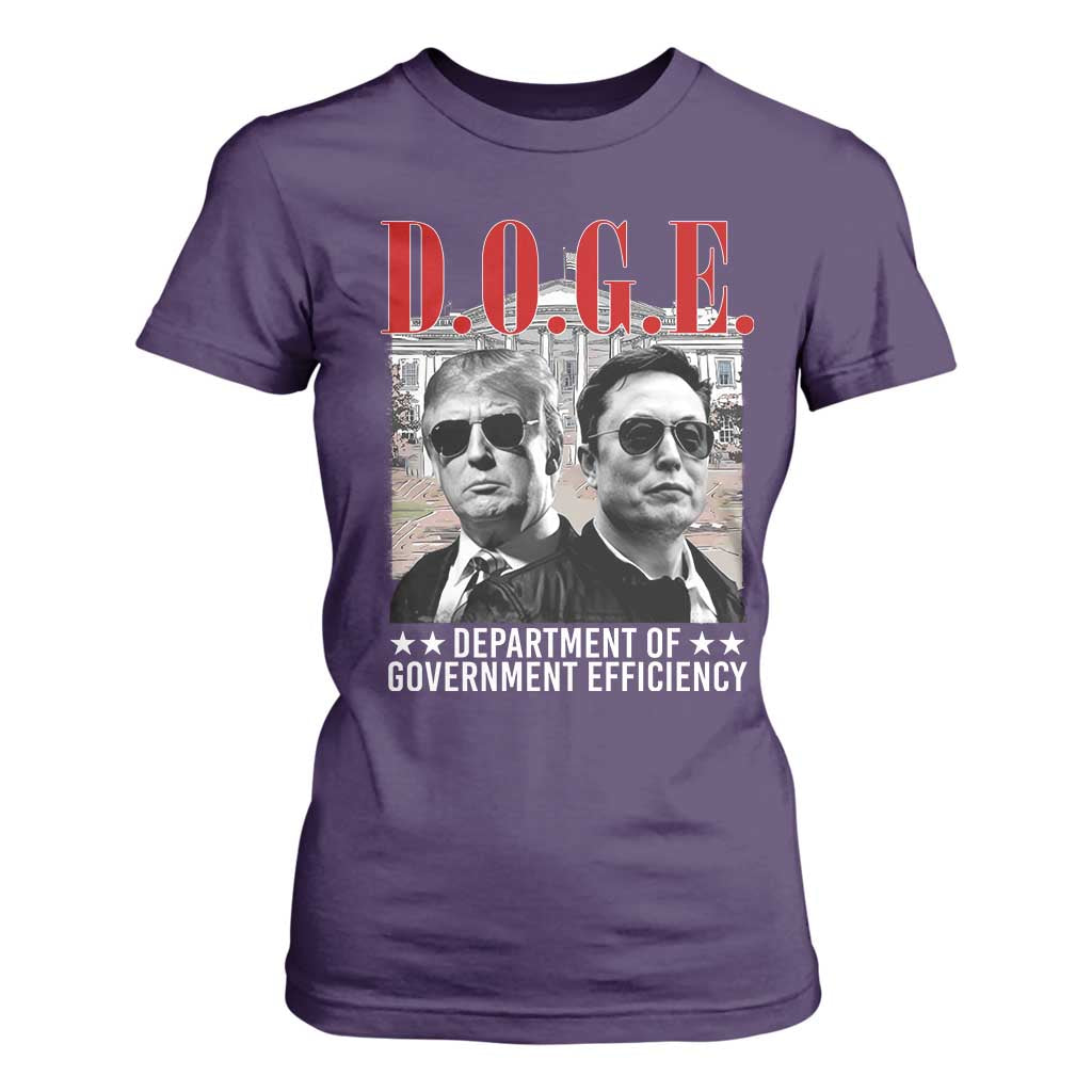 Trump Elon DOGE T Shirt For Women Department of Government Efficiency TS09 Purple Print Your Wear