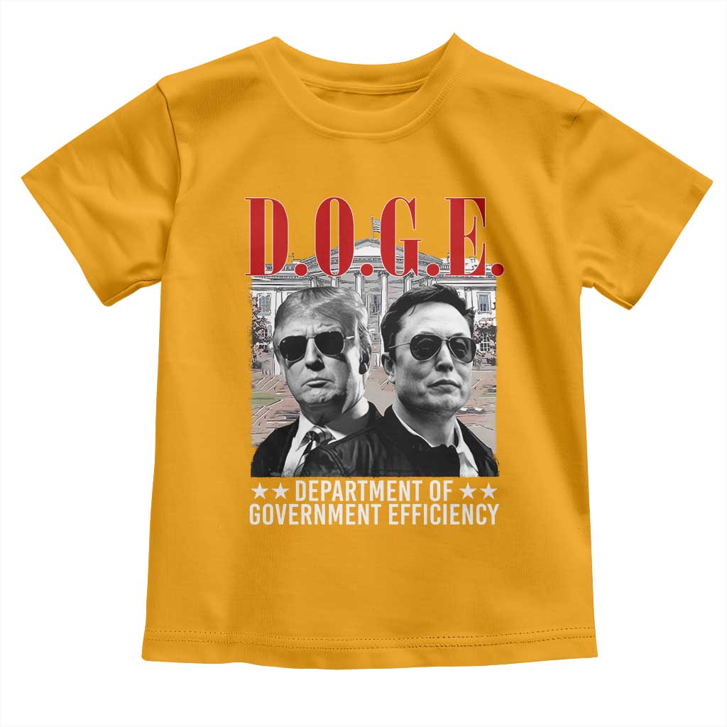 Trump Elon DOGE Toddler T Shirt Department of Government Efficiency TS09 Gold Print Your Wear