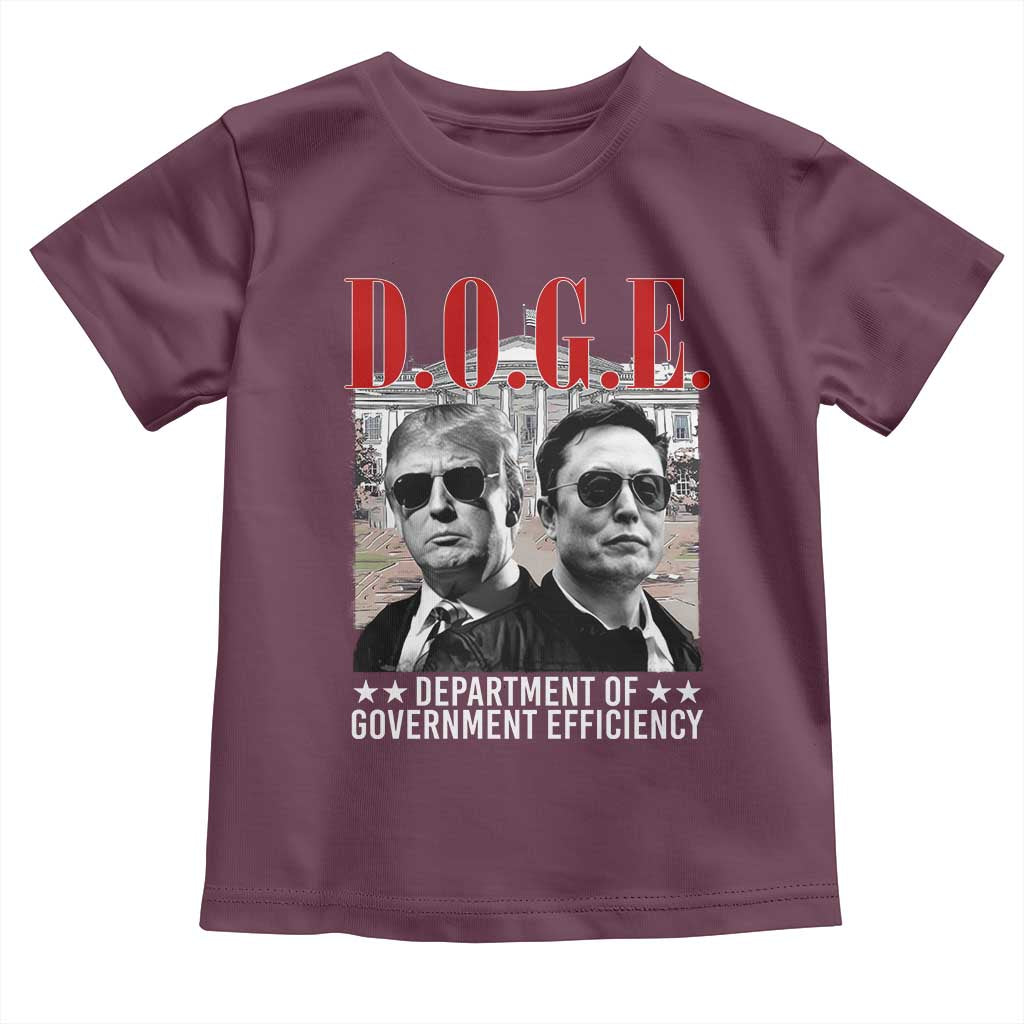 Trump Elon DOGE Toddler T Shirt Department of Government Efficiency TS09 Maroon Print Your Wear