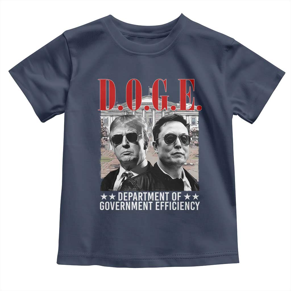 Trump Elon DOGE Toddler T Shirt Department of Government Efficiency TS09 Navy Print Your Wear