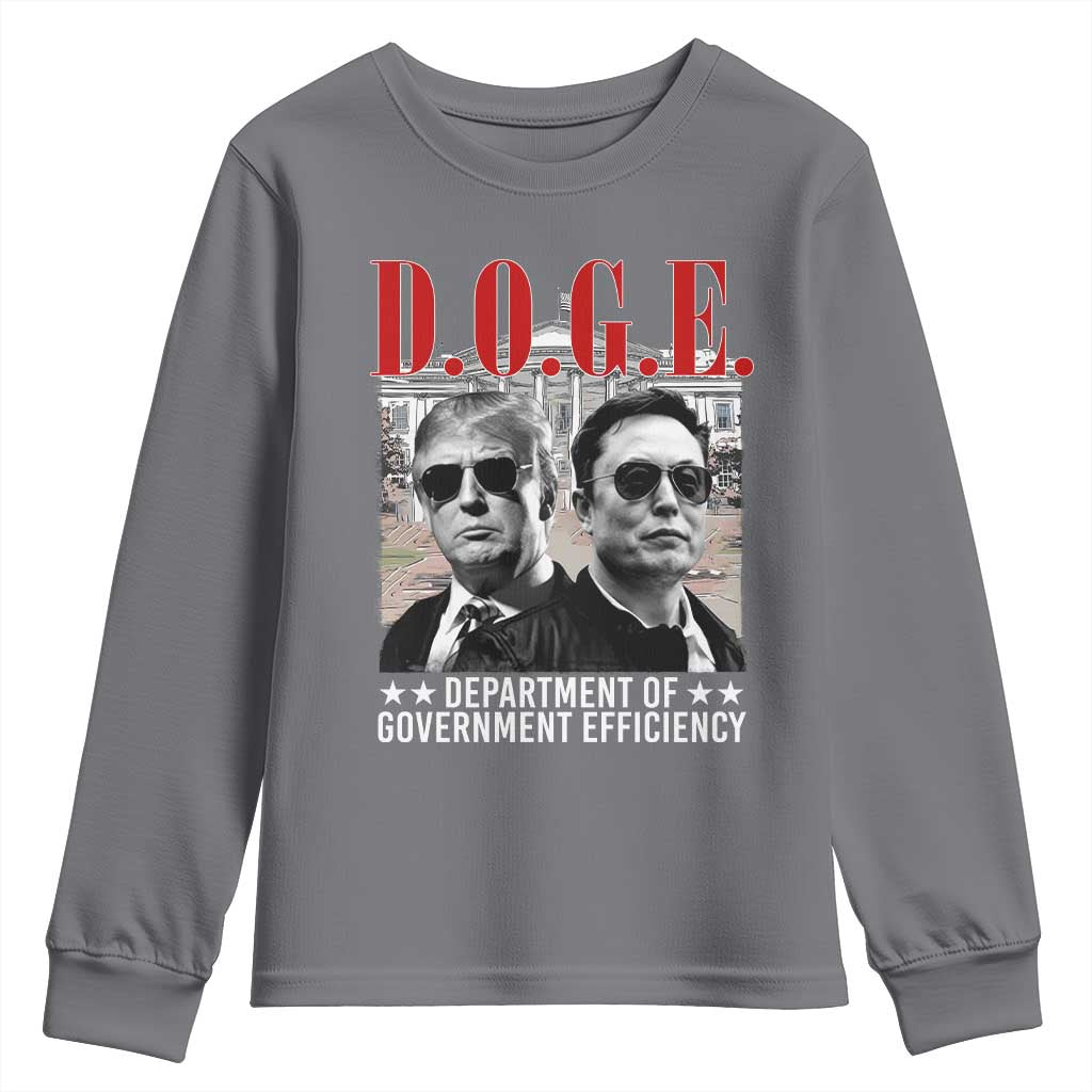 Trump Elon DOGE Youth Sweatshirt Department of Government Efficiency TS09 Charcoal Print Your Wear