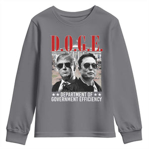 Trump Elon DOGE Youth Sweatshirt Department of Government Efficiency TS09 Charcoal Print Your Wear