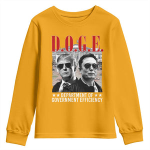 Trump Elon DOGE Youth Sweatshirt Department of Government Efficiency TS09 Gold Print Your Wear