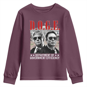 Trump Elon DOGE Youth Sweatshirt Department of Government Efficiency TS09 Maroon Print Your Wear