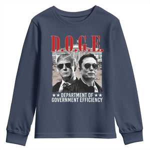 Trump Elon DOGE Youth Sweatshirt Department of Government Efficiency TS09 Navy Print Your Wear