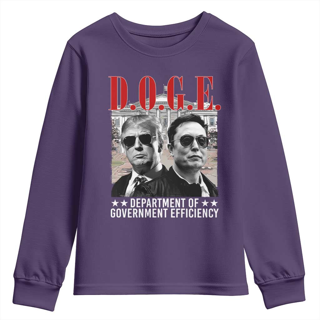Trump Elon DOGE Youth Sweatshirt Department of Government Efficiency TS09 Purple Print Your Wear