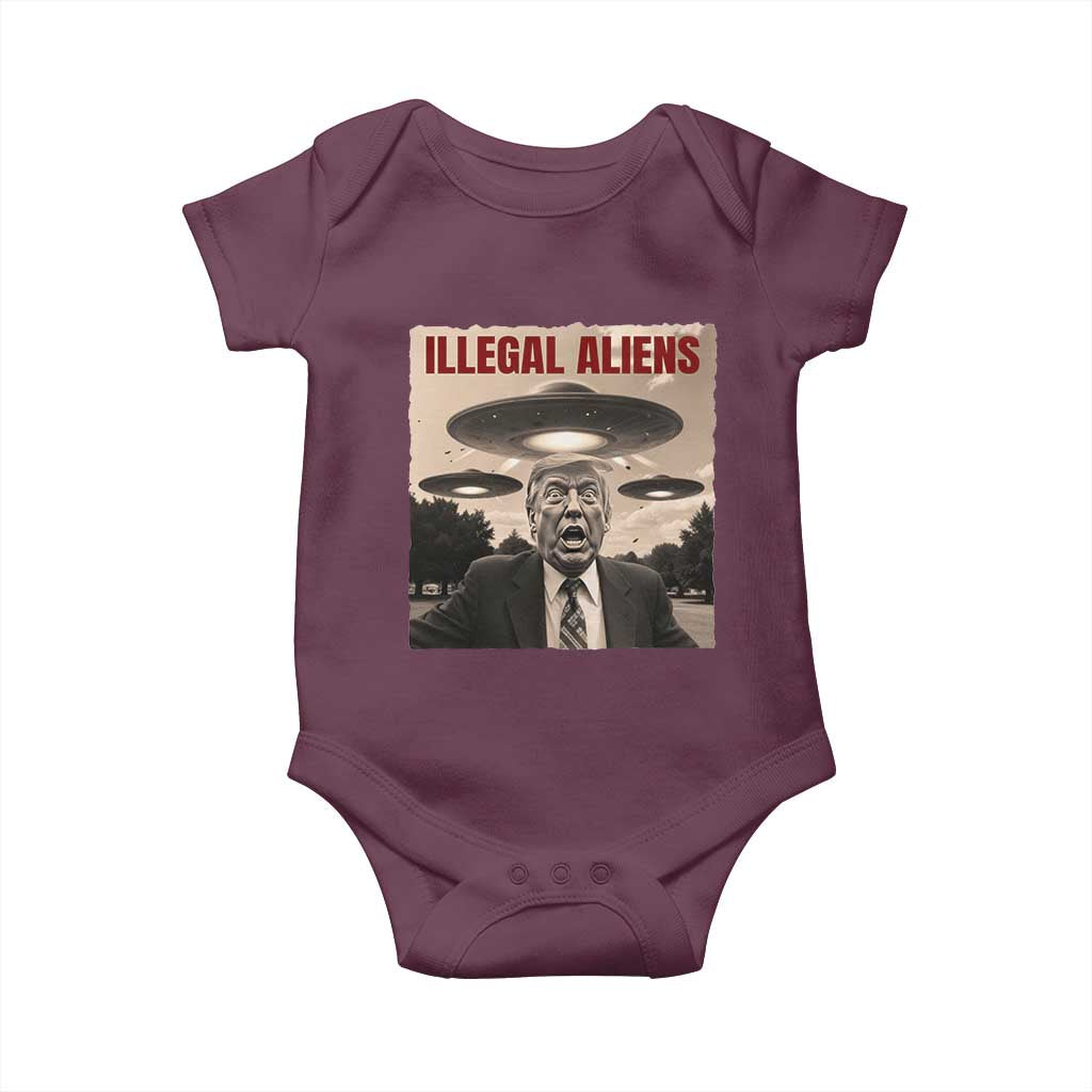 Funny Trump Illegal Aliens Baby Onesie TS09 Maroon Print Your Wear