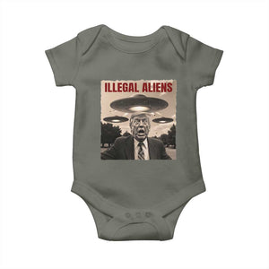 Funny Trump Illegal Aliens Baby Onesie TS09 Military Green Print Your Wear