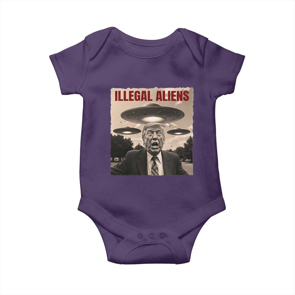 Funny Trump Illegal Aliens Baby Onesie TS09 Purple Print Your Wear