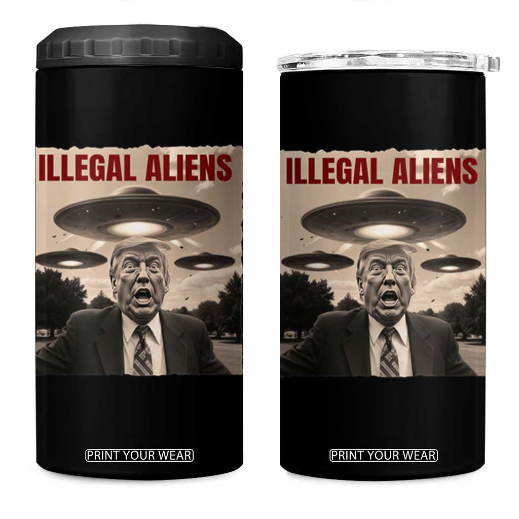 Funny Trump Illegal Aliens 4 in 1 Can Cooler Tumbler TS09 One Size: 16 oz Black Print Your Wear
