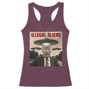 Funny Trump Illegal Aliens Racerback Tank Top TS09 Maroon Print Your Wear