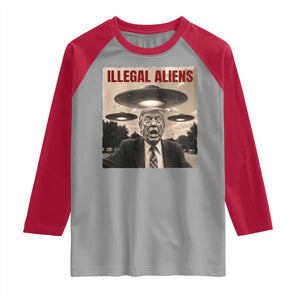Funny Trump Illegal Aliens Raglan Shirt TS09 Sport Gray Red Print Your Wear