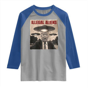Funny Trump Illegal Aliens Raglan Shirt TS09 Sport Gray Royal Print Your Wear