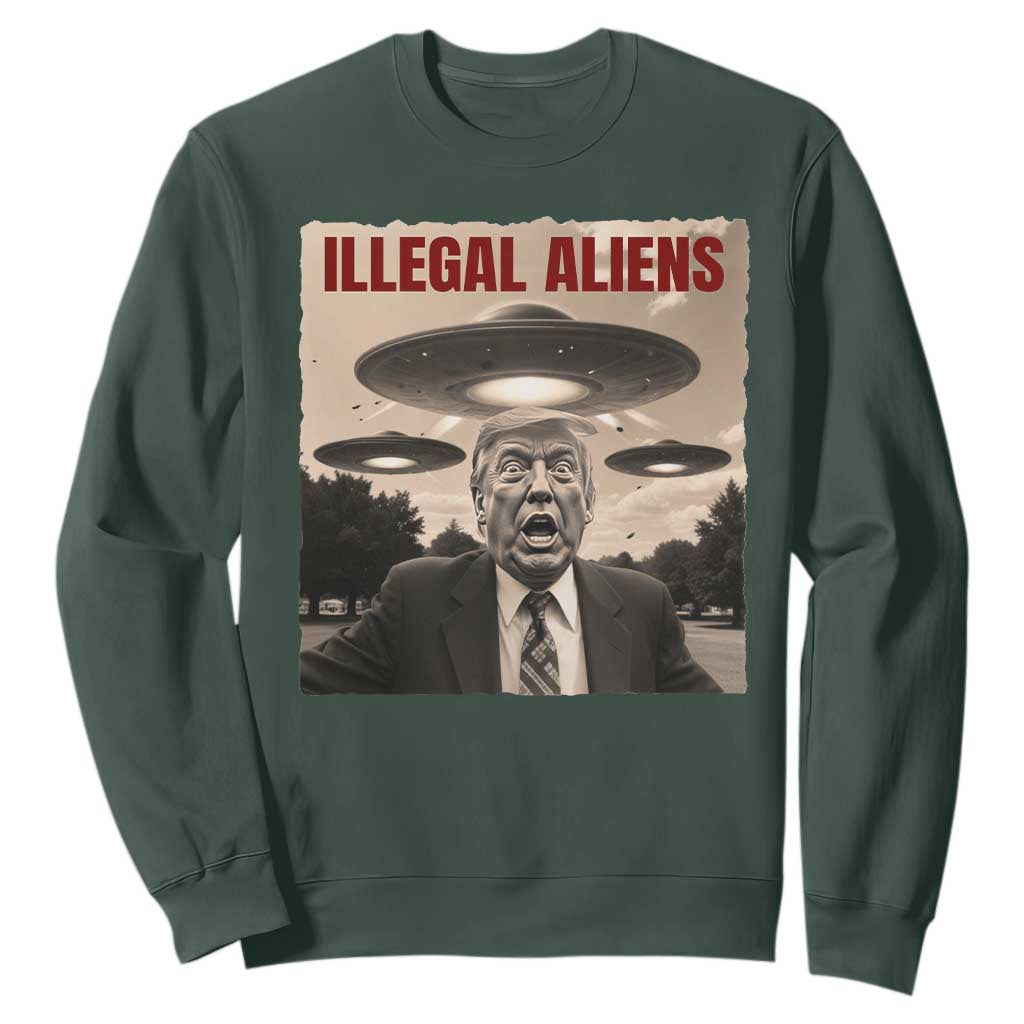 Funny Trump Illegal Aliens Sweatshirt TS09 Dark Forest Green Print Your Wear