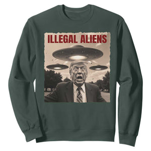 Funny Trump Illegal Aliens Sweatshirt TS09 Dark Forest Green Print Your Wear
