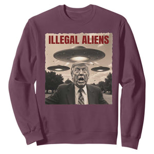 Funny Trump Illegal Aliens Sweatshirt TS09 Maroon Print Your Wear